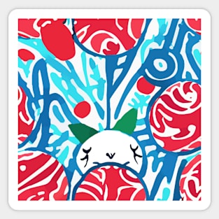 Retro abstract pattern with hidden cat Sticker